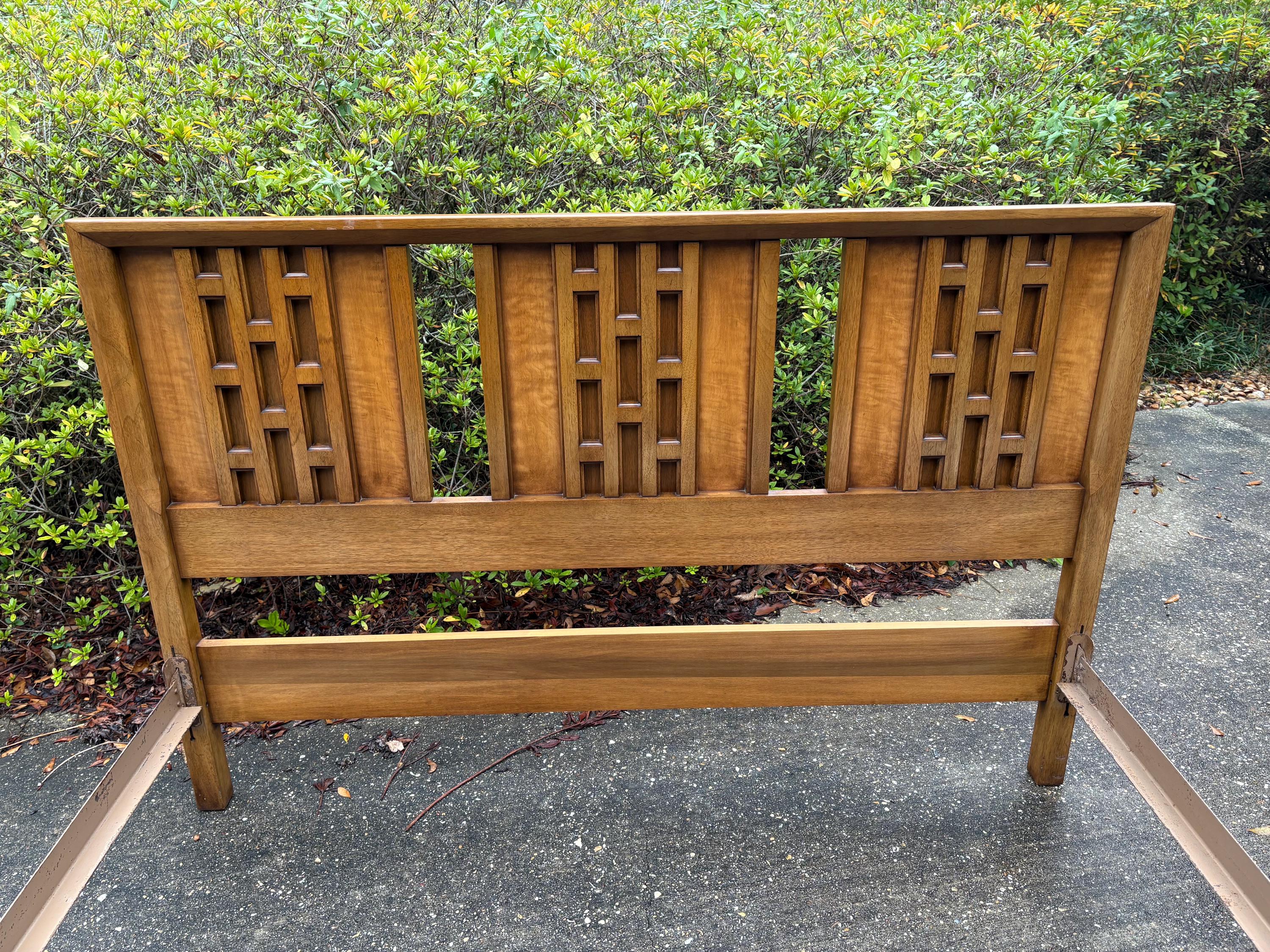 MCM Walnut Wood Bed Headboard Full Size White Furniture Co Footboard - Etsy