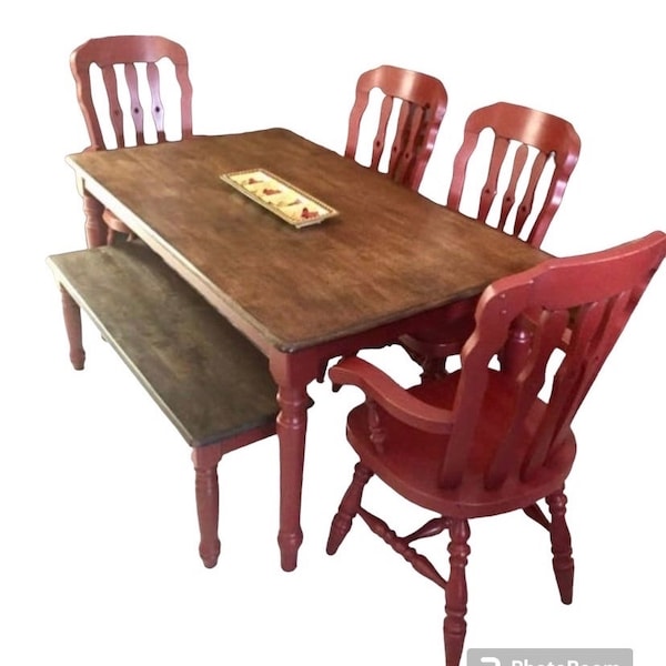 Painted Distressed Dining Table Etsy