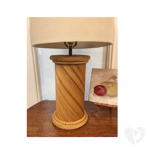 Pencil Reed Table Lamp Vintage Bamboo Tiki MCM  Vintage Column Boho