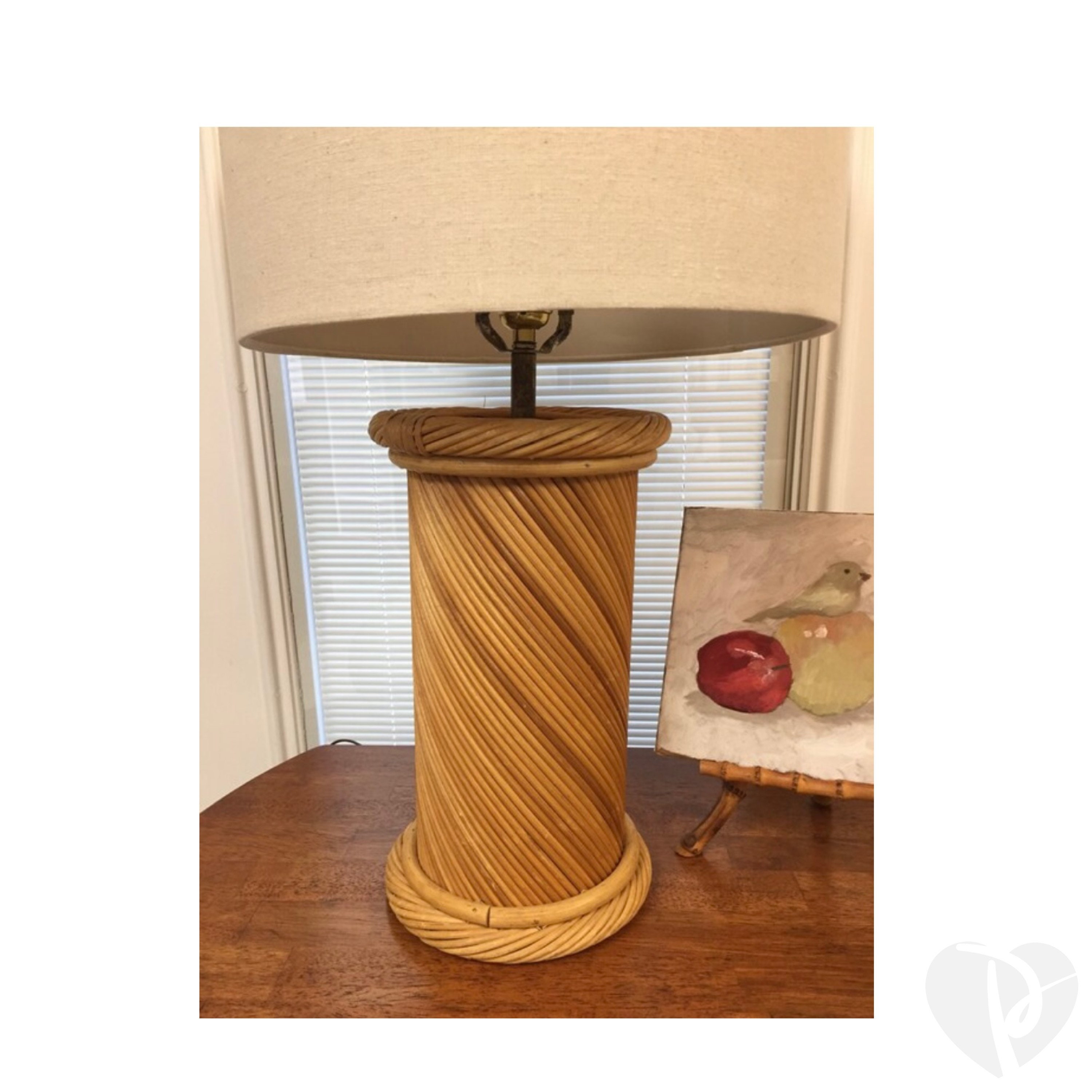Vintage bamboo table sale lamp