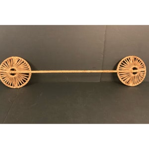 Boho Towel Bar Rod Wicker Wrapped Vintage