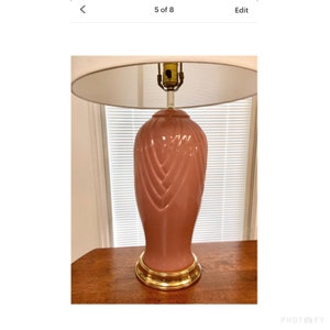 Ceramic Blush Pink Table Lamp Postmodern Large Gold Hollywood  Regency Nursery Bedroom