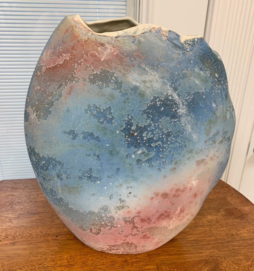 トニー・エヴァンス サイン入り 大型 楽焼 カリフォルニア セラミック