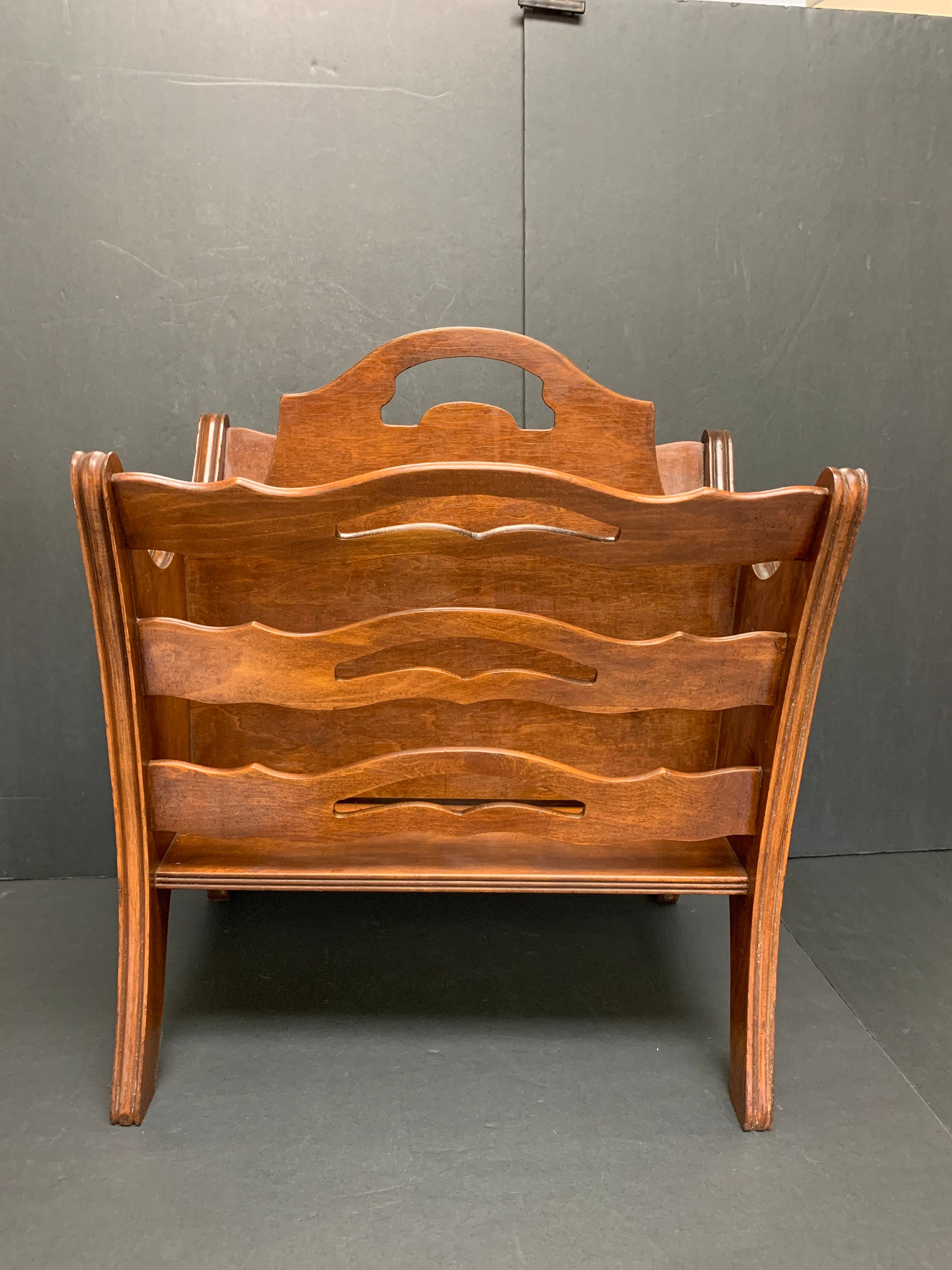 Vintage Magazine Rack Book Holder Wood Chippendale Storage