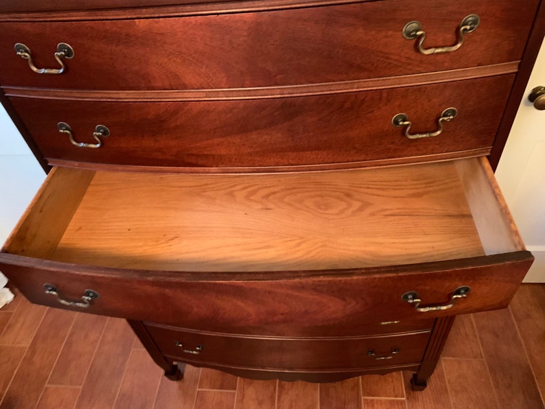Antique Dixie Mahogany Chest on Chest Highboy Tall Bow-front | Etsy