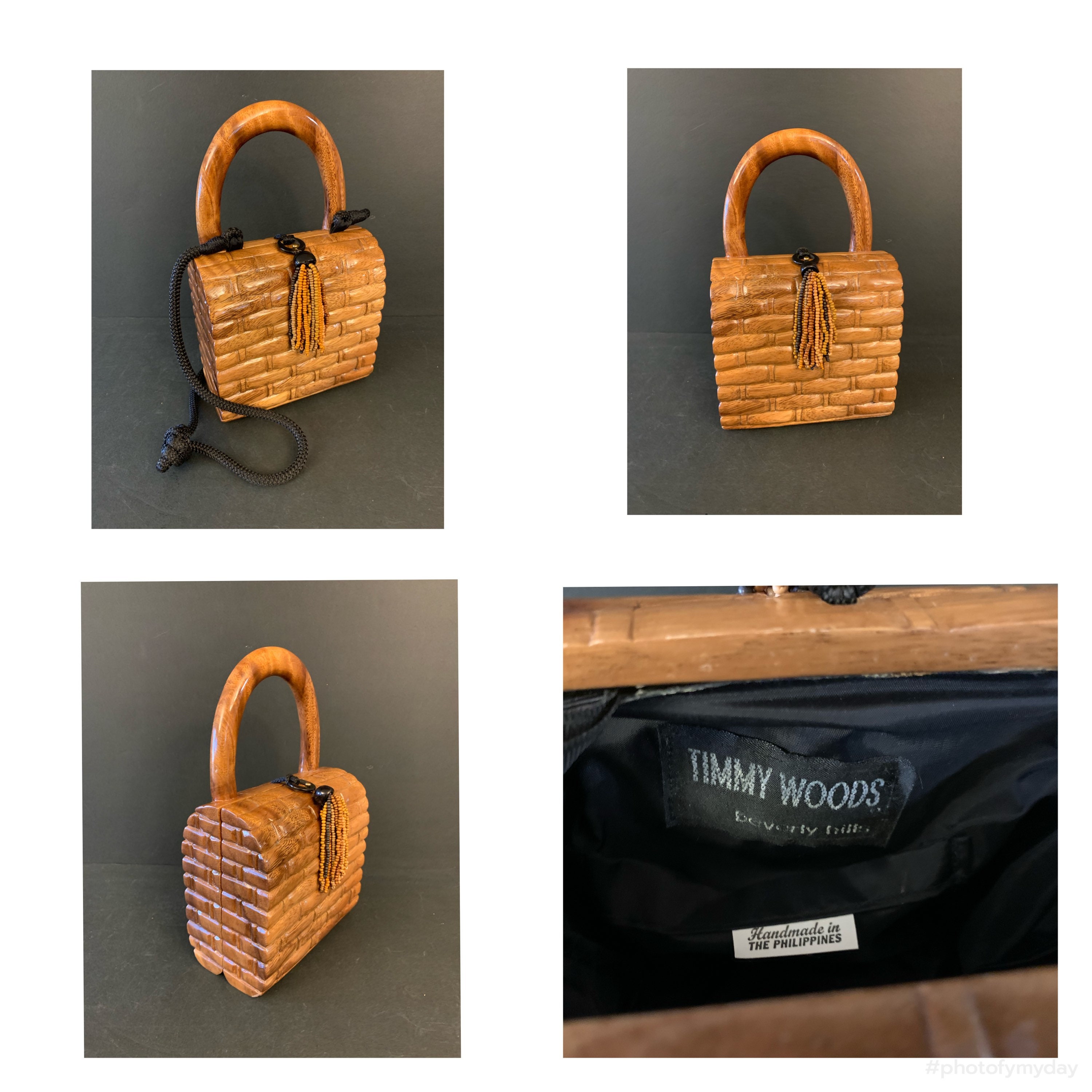 TIMMY WOODS ゾウバッグ Designer Timmy Woods of Beverly Hills Calico Cat Acacia Wood