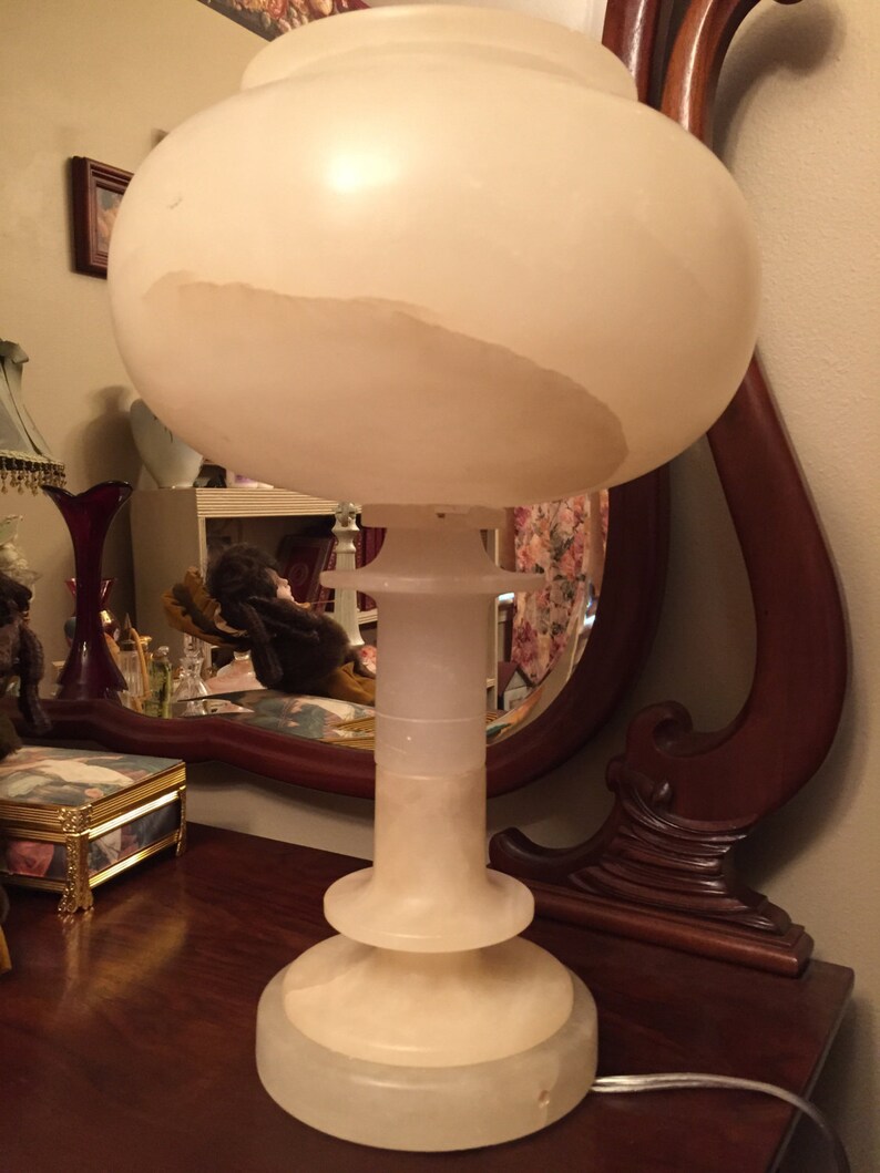 Antique Italian Carved Alabaster table lamp REWIRED Art Deco | Etsy