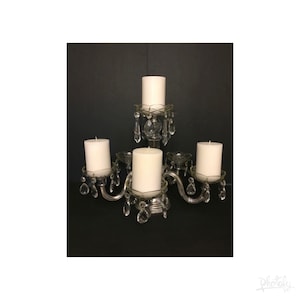 Antique Crystal Candelabra Chandelier 6 Arm Pillar Candle Holder Wedding Decor Prism Photography Prop