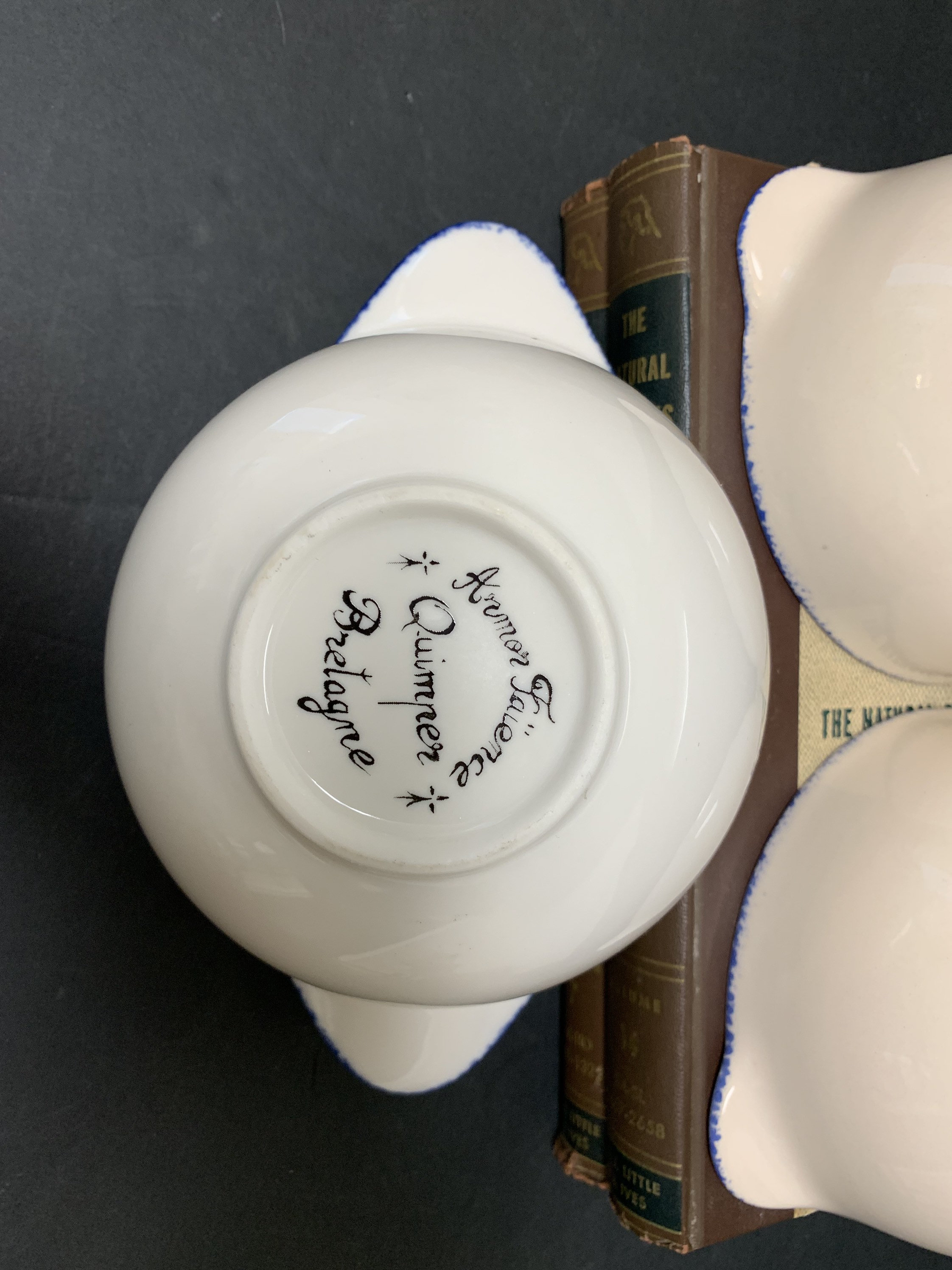 陶器　フランス　カンペール焼　ハンドル付きボウル　2客　ブルターニュ　未使用品 陶器 フランス カンペール焼 ハンドル付きボウル 2客