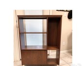 MCM Wood Bookcase Etagere Rare Cabinet Modern Walnut or Teak Brass Leg Room Divider Danish