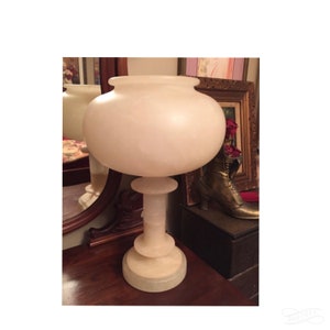Antique Italian Carved Alabaster Table Lamp REWIRED Art Deco Lampshade Light