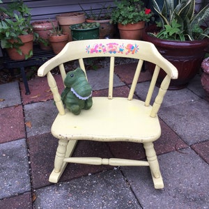 Childs Rocking Chair Bentwood Rocker Wood Painted Yellow Shabby Chic ...