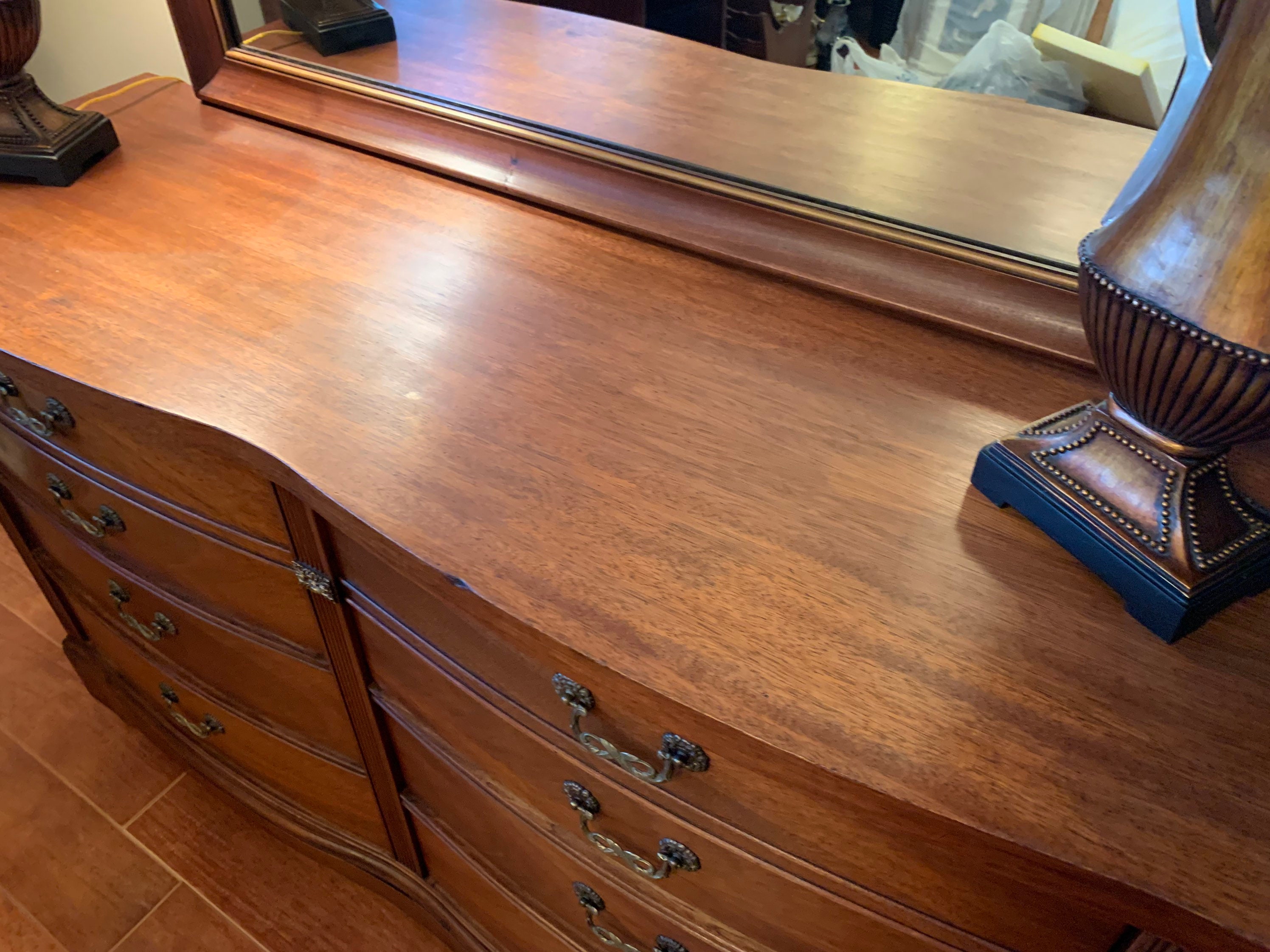 Antique Mahogany 6 Drawer Dresser Bow Front Continental Furniture
