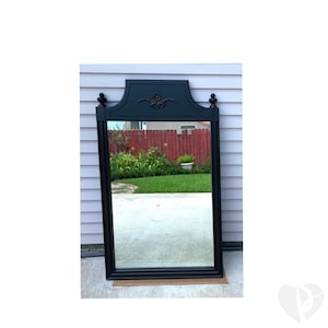 Antique Wood Framed Mirror Wall Dresser Black Tall Coastal Farmhouse