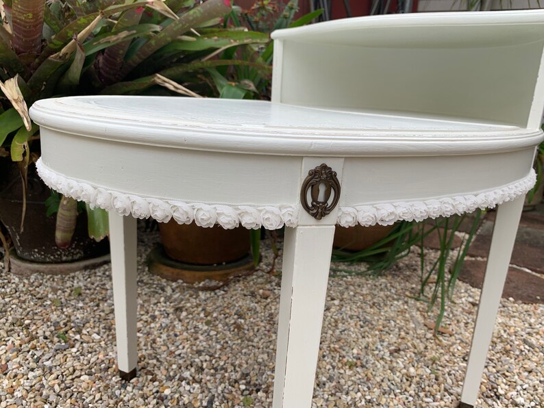 Antique White Oval Table Two Tier Side End Occasional Hand Etsy