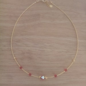 Boho chic, thin, minimalist, choker necklace, Swarovski crystal beads and 24-carat gold-plated beads image 2