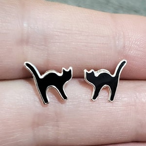 Silver Cat Ear Studs Earrings 925 Sterling Silver | Cat Earrings Cat Jewelry Stud Earring Silver Earrings Cat Lover Gift Cat Gift Kitty