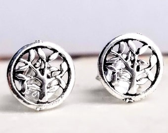 Tree of Life Stud Earrings Silver Ear Studs Earring 925 Sterling Silver Family Tree Yoga Earrings Spirtual Jewelry Stud Earring Nature