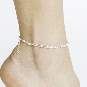 Sterling Silver Satellite Chain Anklet Silver Anklet Dainty Ankle Bracelet Delicate Anklet 925 Sterling Silver ball chain Gift for Her