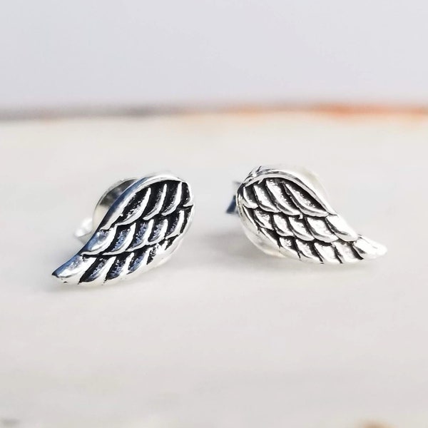 Tiny Angel Wing Silver Stud Earrings Boho Earrings Wing Earrings Angel Gifts Angel Jewelry Bridesmaid Earrings