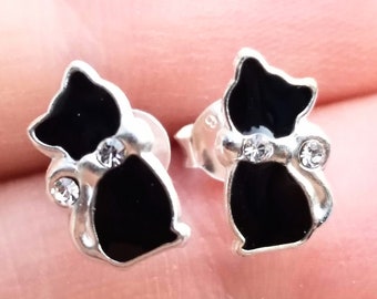 Silver Cat Ear Studs Earrings 925 Sterling Silver | Cat Earrings Cat Jewelry Stud Earring Silver Earrings Cat Lover Gift Cat Gift Kitty
