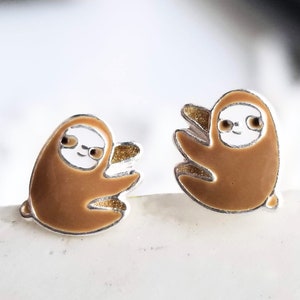 Sloth Ear Studs Earrings 925 Sterling Silver Sloth Earrings Sloth Jewelry Stud Earring Silver Earrings Sloth Gifts Etsy