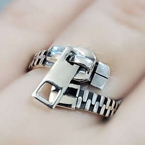 925 Sterling Silver Zipper Adjustable Ring | 925 Sterling Silver Ring | Boho Ring | Bohemian Rings | Gift for Her | Boho Modern Ring