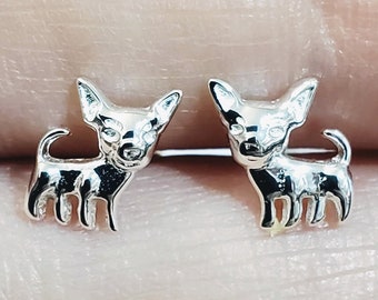 925 Sterling Silver Chihuahua Earrings | Chihuahua Earrings Studs | Chihuahua Lovers | Puppy Earrings | Dog Studs | Gift Her | Pet Lovers