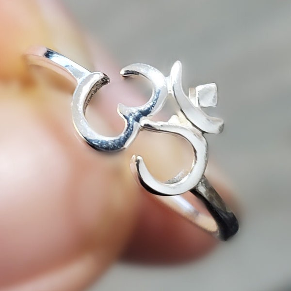 925 Sterling Silver Om Ring Protection Ring Hand Earring Spiritual Ring Yoga Ring Meditation