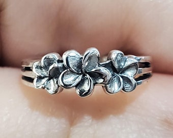 Silberner Blumen Zehenring | Plumeria Zehenring | Zehenring | Sommer Zehenring | Verstellbarer Zehenring | als Geschenk | Midi Ring | Geschenk für Sie | Mütter