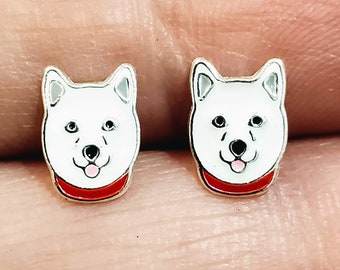 925 Sterling Silver Siberian Husky Stud Earrings | as Gift | Puppy| Huskie Dog Earrings | Husky Lovers | Dog Studs | Gift Her | Pet Lovers