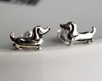 Dachshund Stud Earrings 925 Sterling Silver | as Gift | Weiner Dog Earrings | Dachshund Lovers | Dog Studs | Gift Her | Sausage Dog