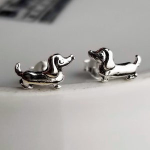 Dachshund Stud Earrings 925 Sterling Silver | as Gift | Weiner Dog Earrings | Dachshund Lovers | Dog Studs | Gift Her | Sausage Dog