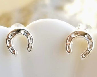 Sterling Silver Horseshoe Earrings Horseshoe Studs Earrings Lucky Horseshoe Horseshoe Jewelry Horse Shoe Minimalist Earrings Small Earrings