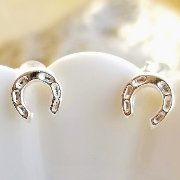 Sterling Silver Horseshoe Earrings Horseshoe Studs Earrings Lucky Horseshoe Horseshoe Jewelry Horse Shoe Minimalist Earrings Small Earrings