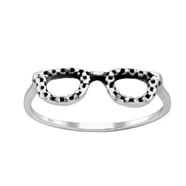 Bague à lunettes oxydée en argent sterling 925, bagues empilables, style bohème