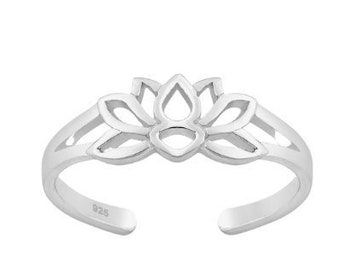 Silver Lotus Flower Toe Ring | Summer Toe Ring | Adjustable Toe Ring | as Gift | Midi Ring | Gift for Her | Mothers