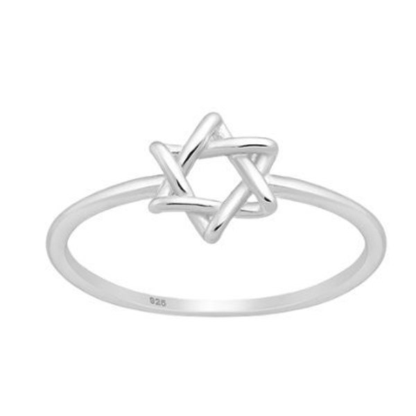 Silver David Ring Stackable Band Ring 925 Sterling Silver Magen David Jewish Star