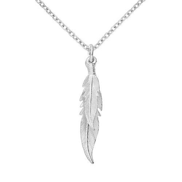 925 Sterling Double Feather Pendant Necklace Delicate Silver Necklace Feather Statement Bird Lovers Gift Silver Feather