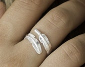 Feather Adjustable Ring 925 Sterling Silver Adjustable Ring Feather Ring Boho Ring Bohemian Rings Gift for Her Boho Feather Ring
