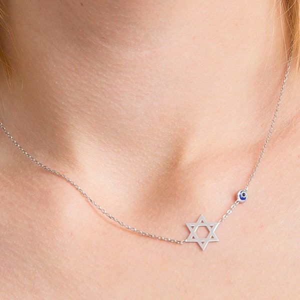 Star of David Evil Eye Magen David Necklace Jewish Star Necklace Silver Star of David Star Necklace Jewish Star Jewish Necklace Dainty