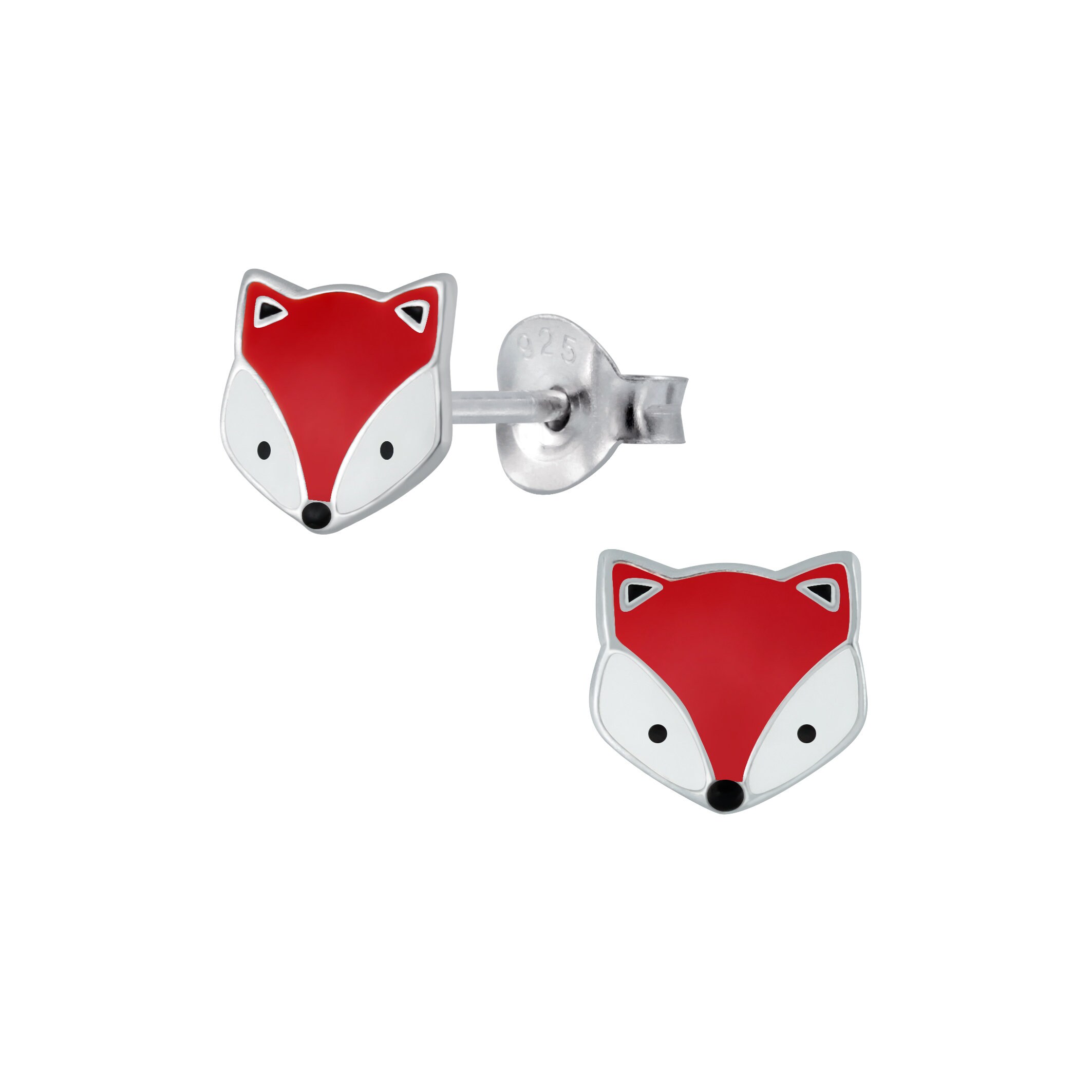Tiny red fox stud earrings | Cute fox earrings | Sterling silver| Cute| Animal lover| Foxy earrings| Hypoallergenic | Enamel fox earrings