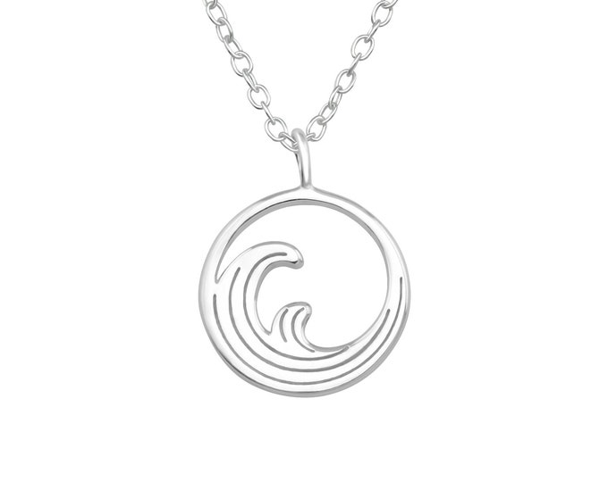 Sterling Silver Wave Pendant Ancient Japanese Design on - Etsy