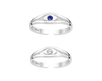 Anillo de dedo del dedo del mal de ojo de plata protección anillo del dedo del dedo del verano / anillo del dedo del pie ajustable / como regalo / anillo midi / regalo para ella / madres