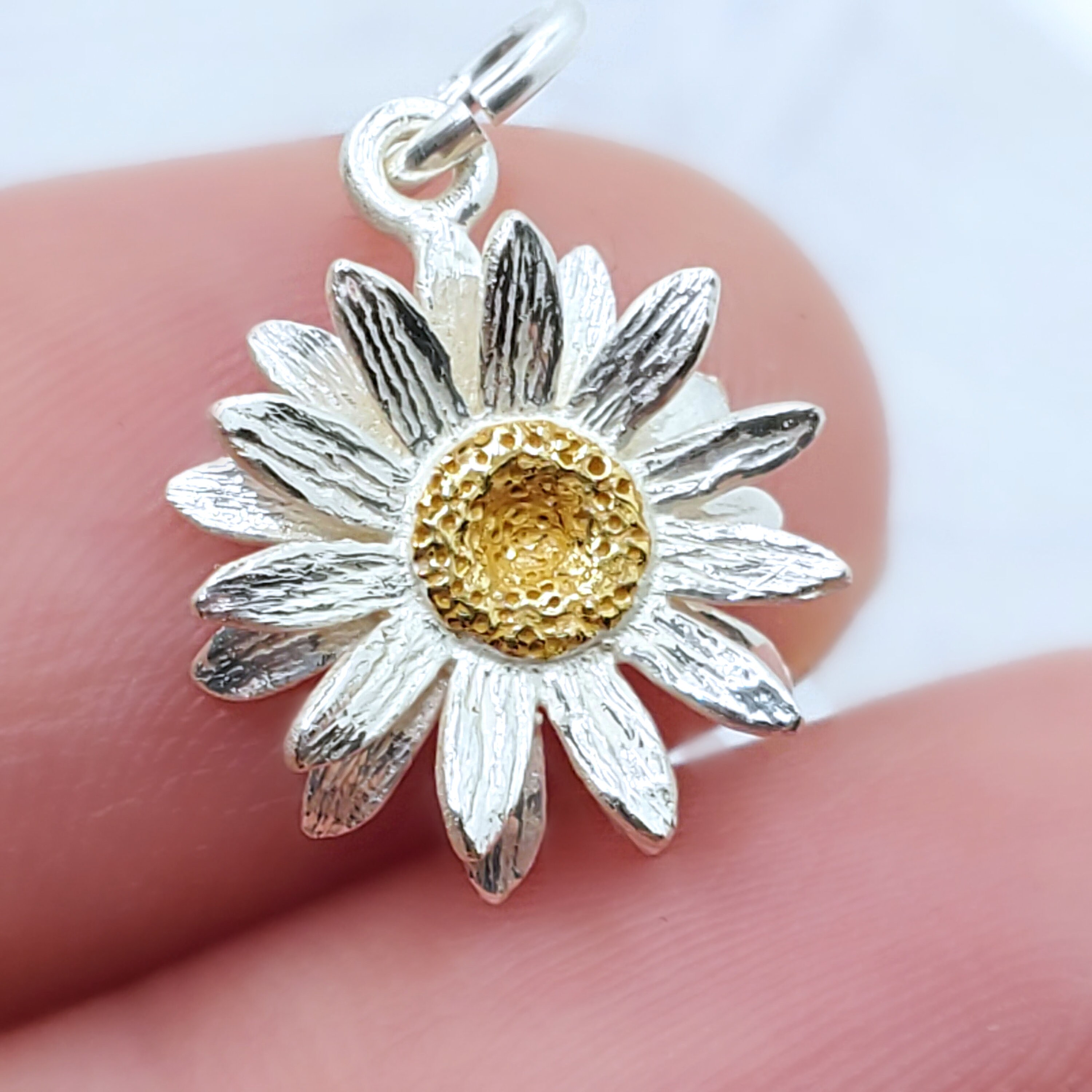 925 Sterling Silver Sunflower Necklace Layering Necklace Etsy