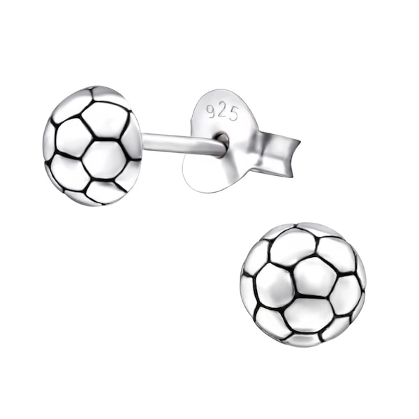 925 Sterling Silber Sport Tiny Fußball Futbol Ohrstecker Ohrringe Ohrring Ohrringe