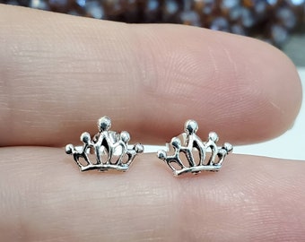 925 Sterling Silver Crown Stud Earrings | Crown Studs | Crown Earrings | Crown Jewelry | Princess Jewelry | Royal Queen King Crown Earrings