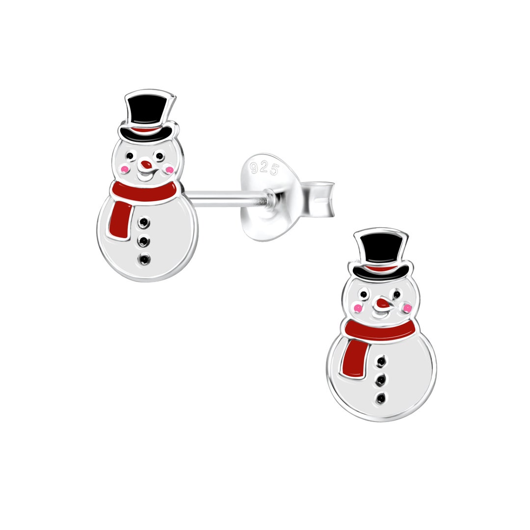 Silver Snowman Earring Christmas Earrings Studs 925 Sterling Silver