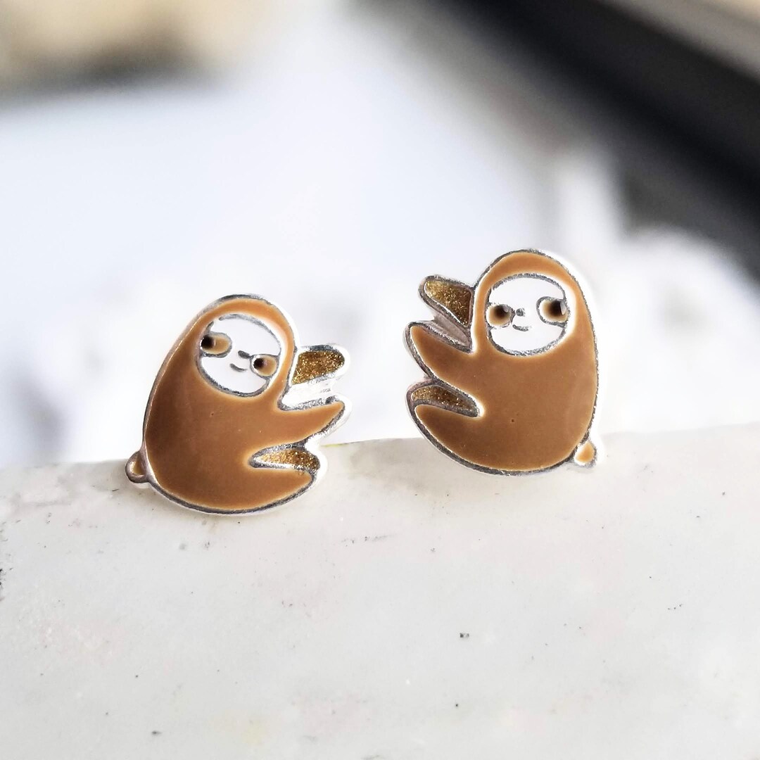 Gold sloth earrings sale