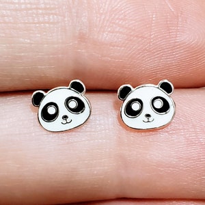 Silver Panda Ear Studs Earrings 925 Sterling Silver | Panda Earrings Panda Jewelry Stud Earring Silver Earrings Panda Lover Gift Panda Gifts